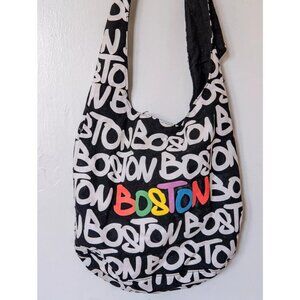 Robin Ruth BOSTON Signature Printed Canvas Sling Bag Tote Black White School